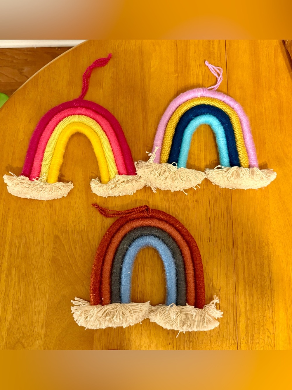NWOT Urban Outfitters Set of 3 Multi-colored Macrame Yarn Rainbow Wall Hangings